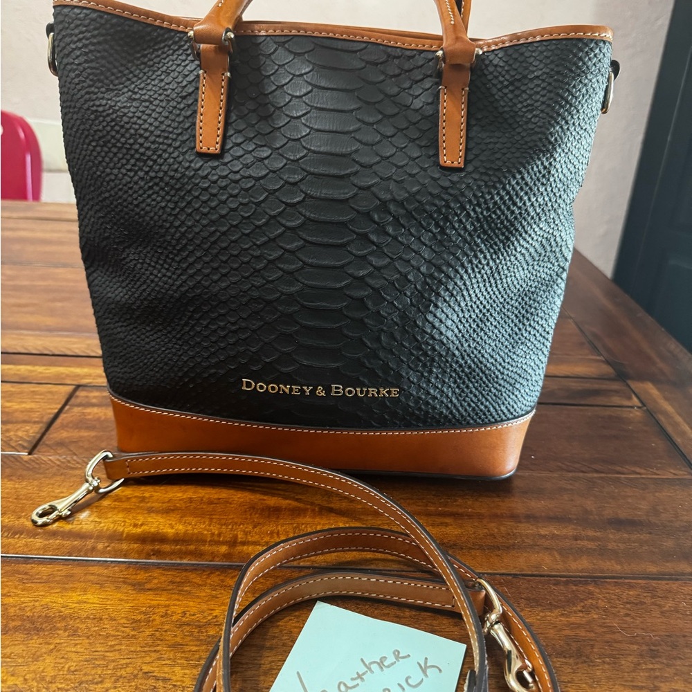 Dooney & Bourke Python Black And Brown Tote - image 1
